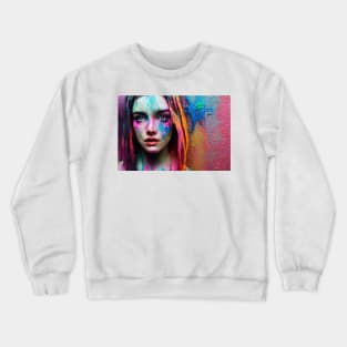 Painted Insanity Dripping Madness 5 - Abstract Surreal Expressionism Digital Art - Bright Colorful Portrait Painting - Dripping Wet Paint & Liquid Colors Crewneck Sweatshirt